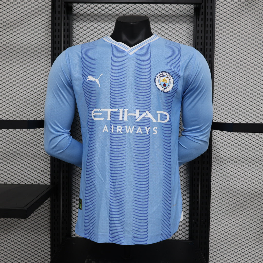 Maillot Domicile Manchester City Mache Longue 2023/24 – Version Player